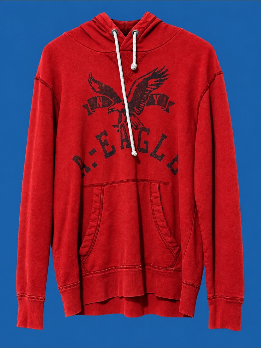 American Eagle Outfitters Men’s Red Crewneck Graphic Hoodie